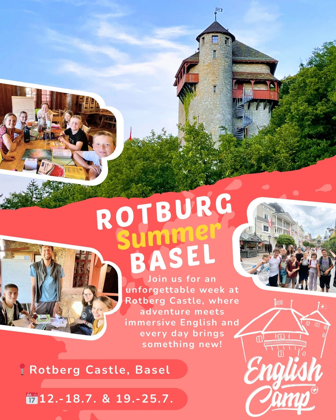 Englisch Sprachcamp Facebook ad: SUMMER CAMP 2026, Wo Englischlernen zum Erlebnis wird!
