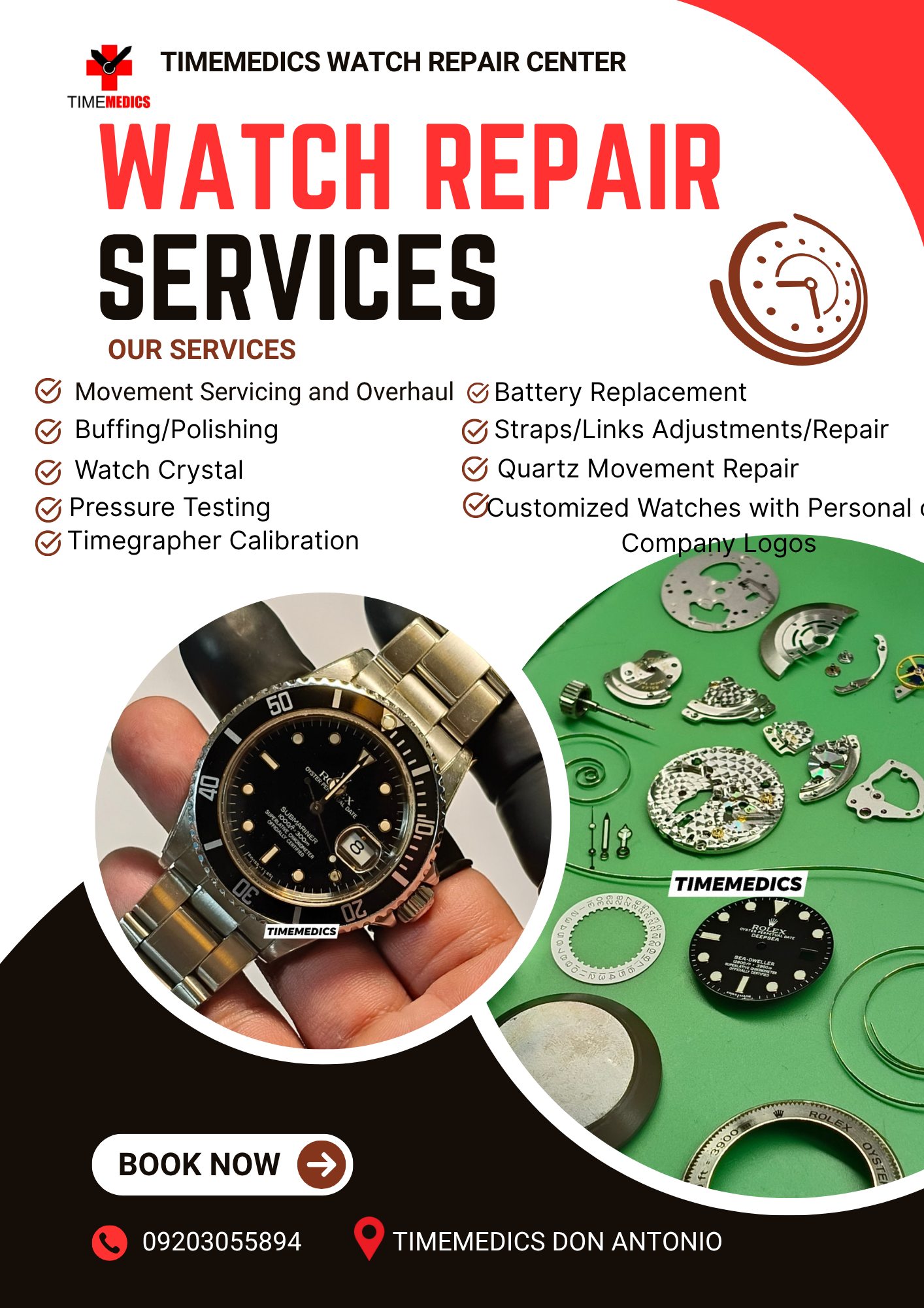 TimeMedics Watch Repair Center Facebook ad: Every luxury watch deserves expert hands.