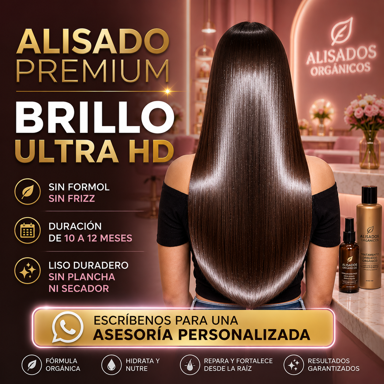 Keratinas Alisados Orgánicos Facebook ad: Solicita tu alisado premium
