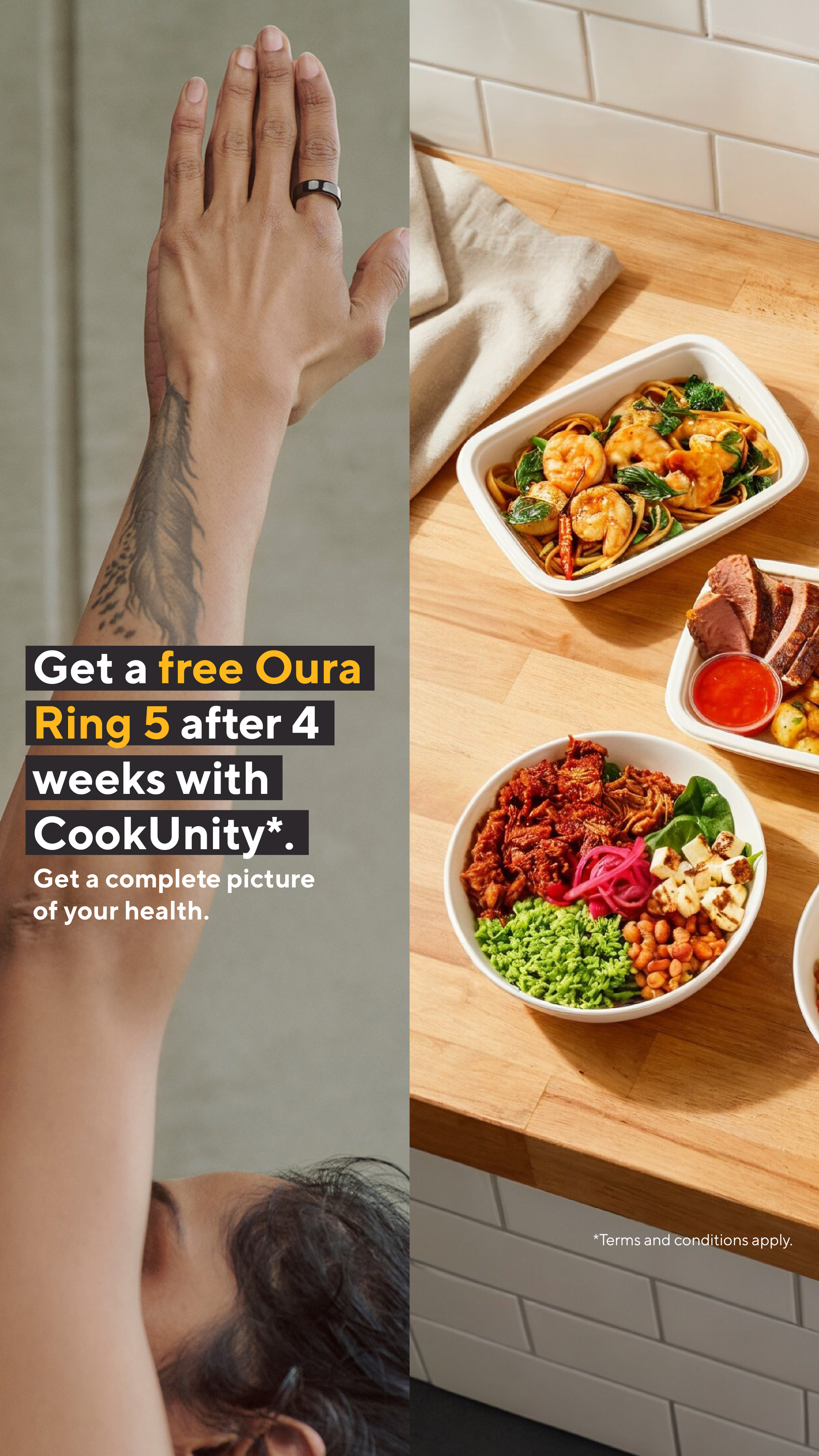 CookUnity Facebook ad: Chef-Crafted Meals + A Free Oura Ring 5