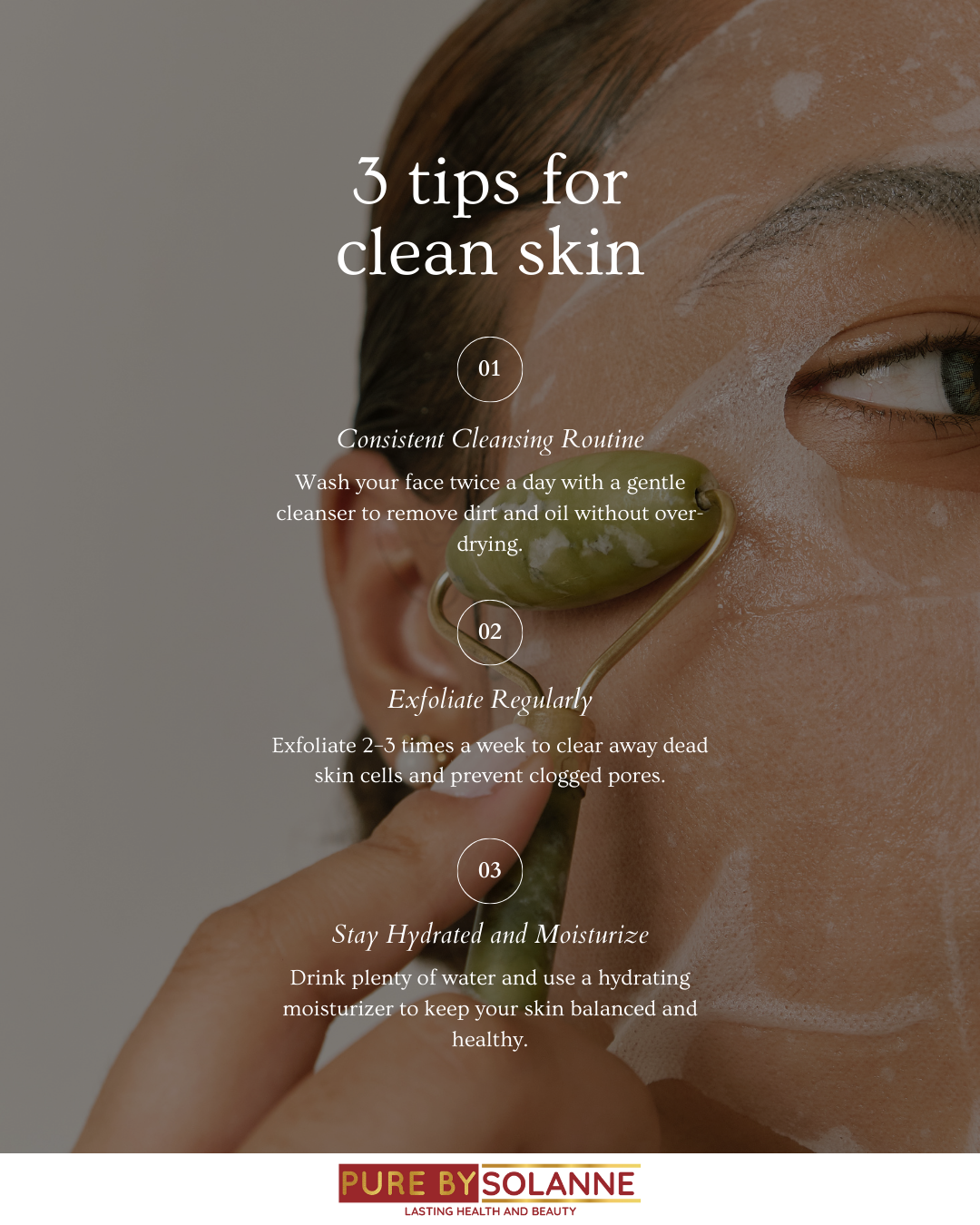 Pure By Solanne Facebook ad: Clear skin isn’t about harsh products or complicated…