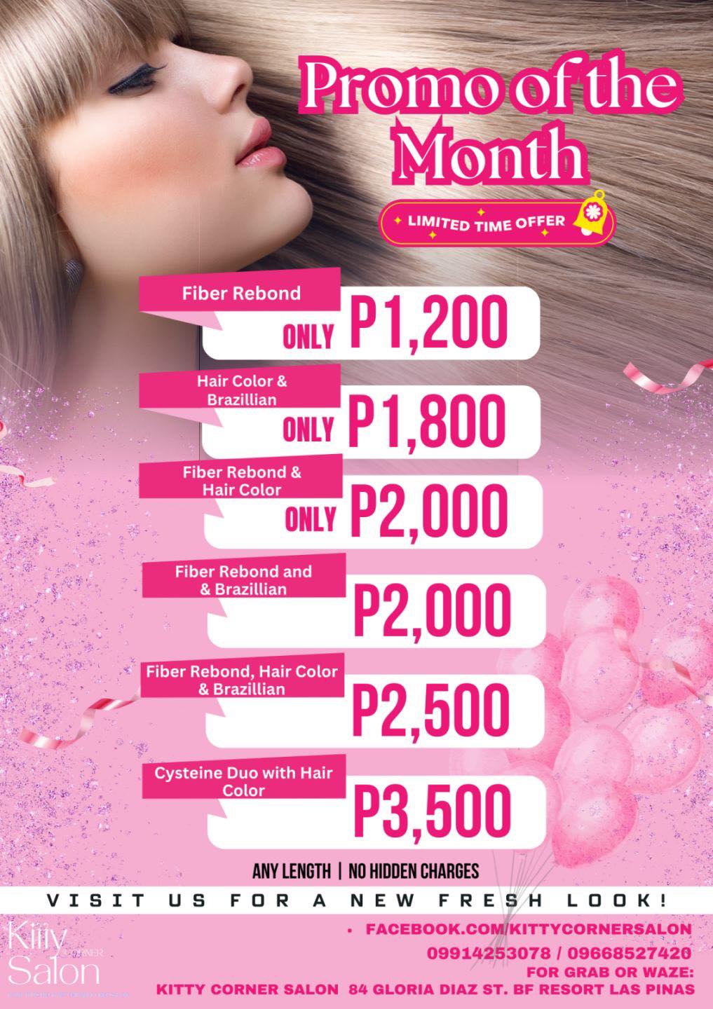 Kitty Corner By RKM 1108 Hair Salon Presyong Masa - Bf Resort LasPiñas City Facebook ad