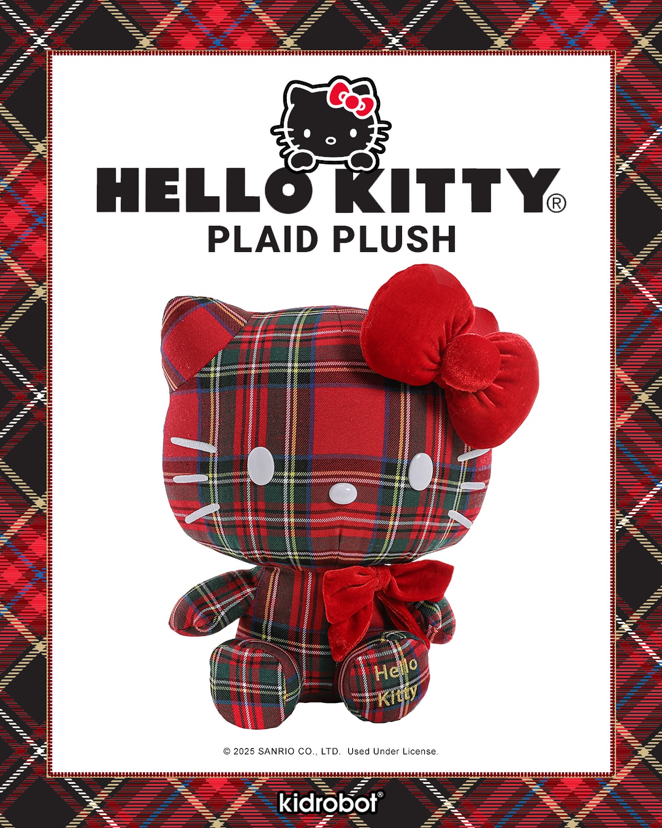 Kidrobot Facebook ad: Hello Kitty Plaid Plush (PRE-ORDER)