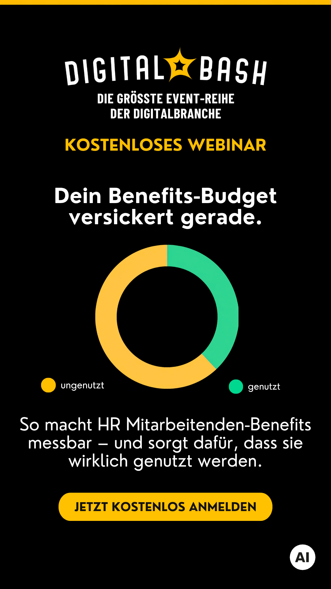 Digital Bash Facebook ad: Benefits für Mitarbeitende, die wirklich gut ankommen