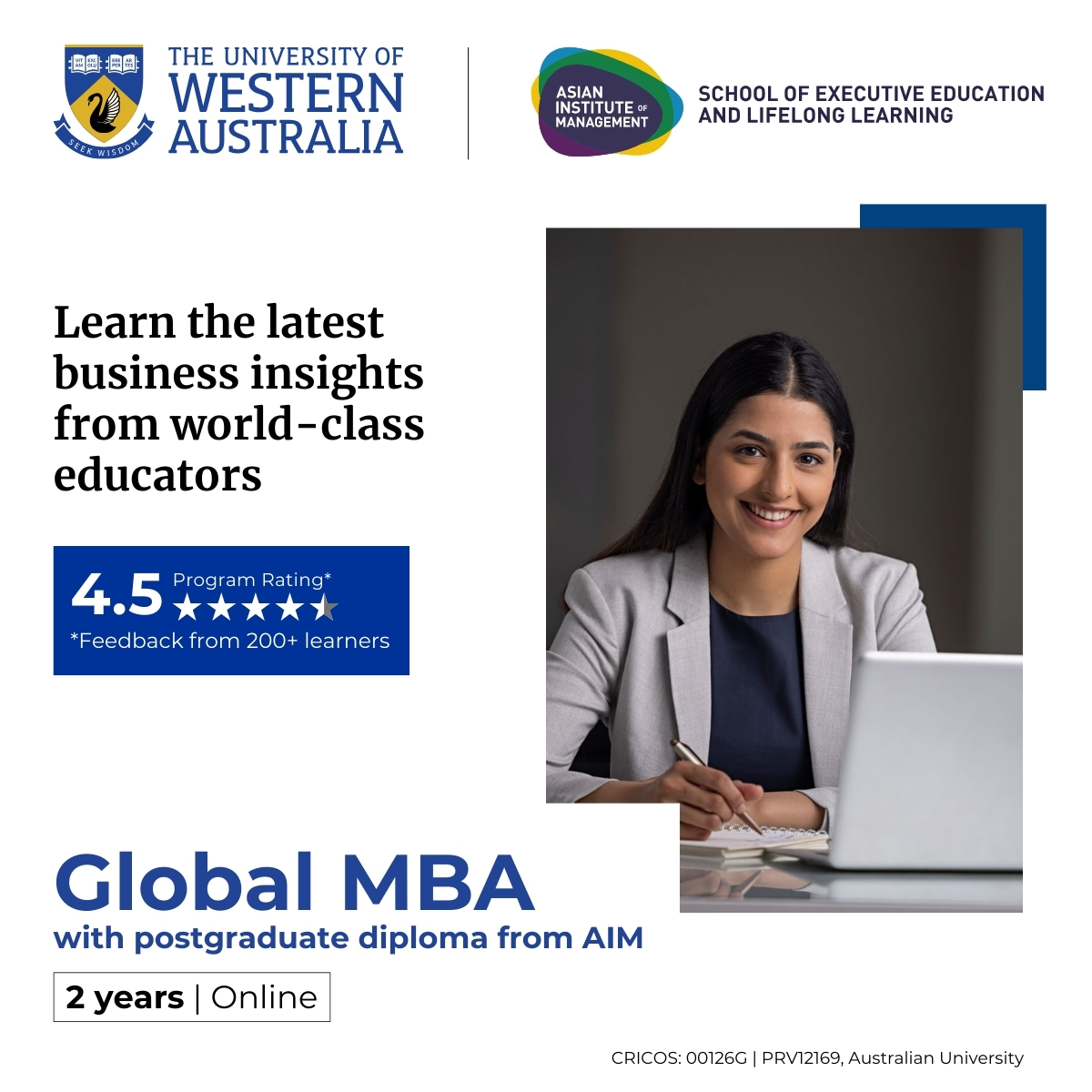 The University of Western Australia Global MBA with PG Diploma from AIM Facebook ad