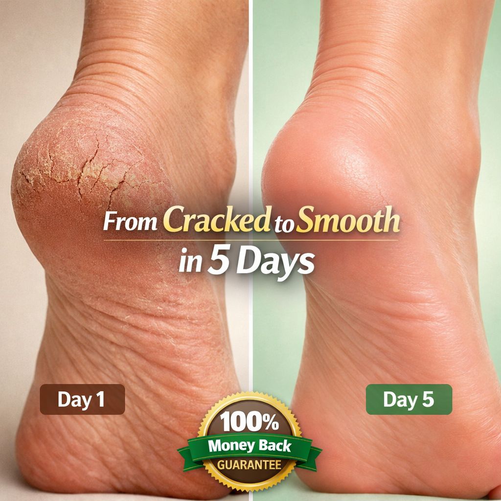 Tyoshi wellness Facebook ad: 5-Day Cracked Heel Repair - Or get 100% money back.