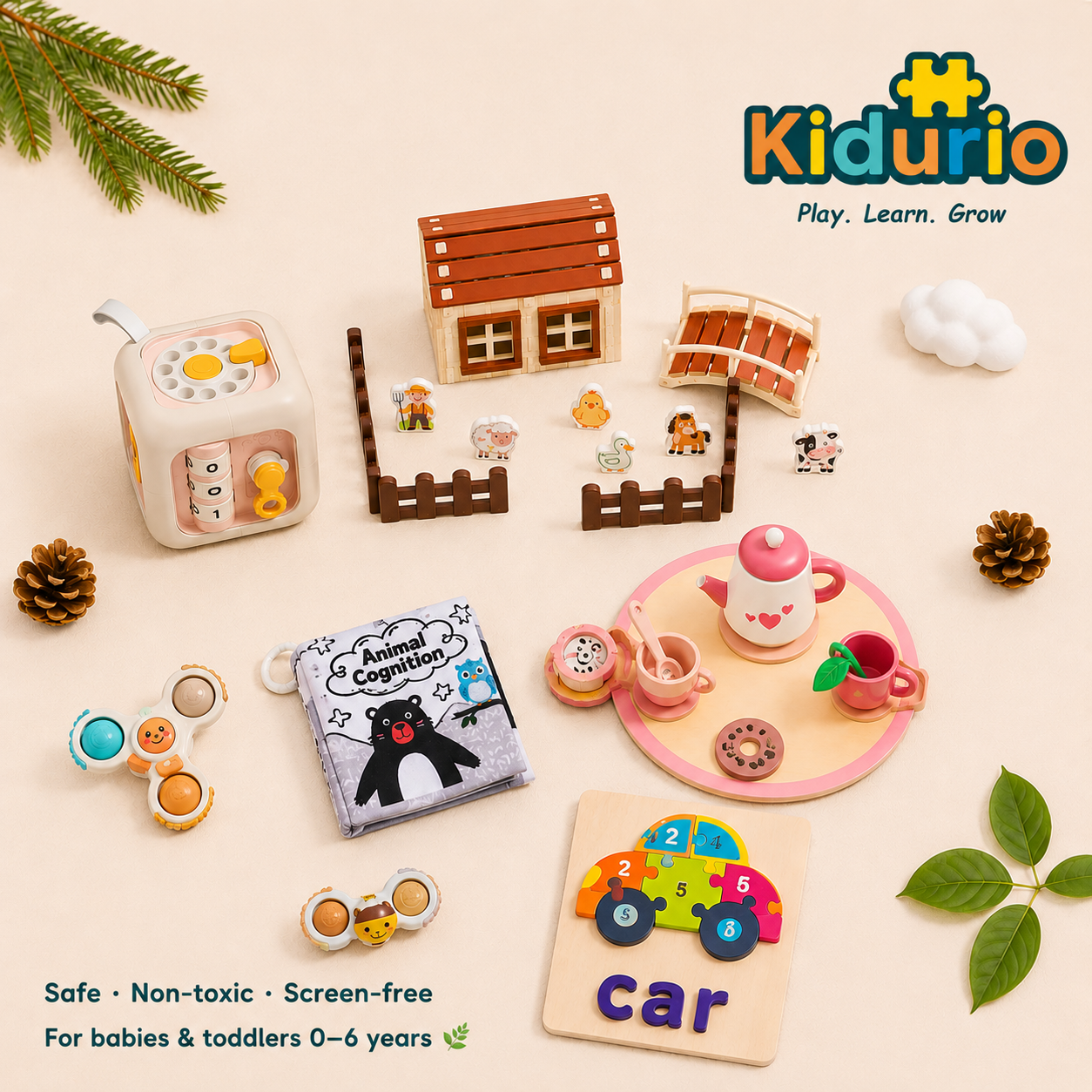 kidurio Facebook ad: Safe · Montessori · Screen-free
