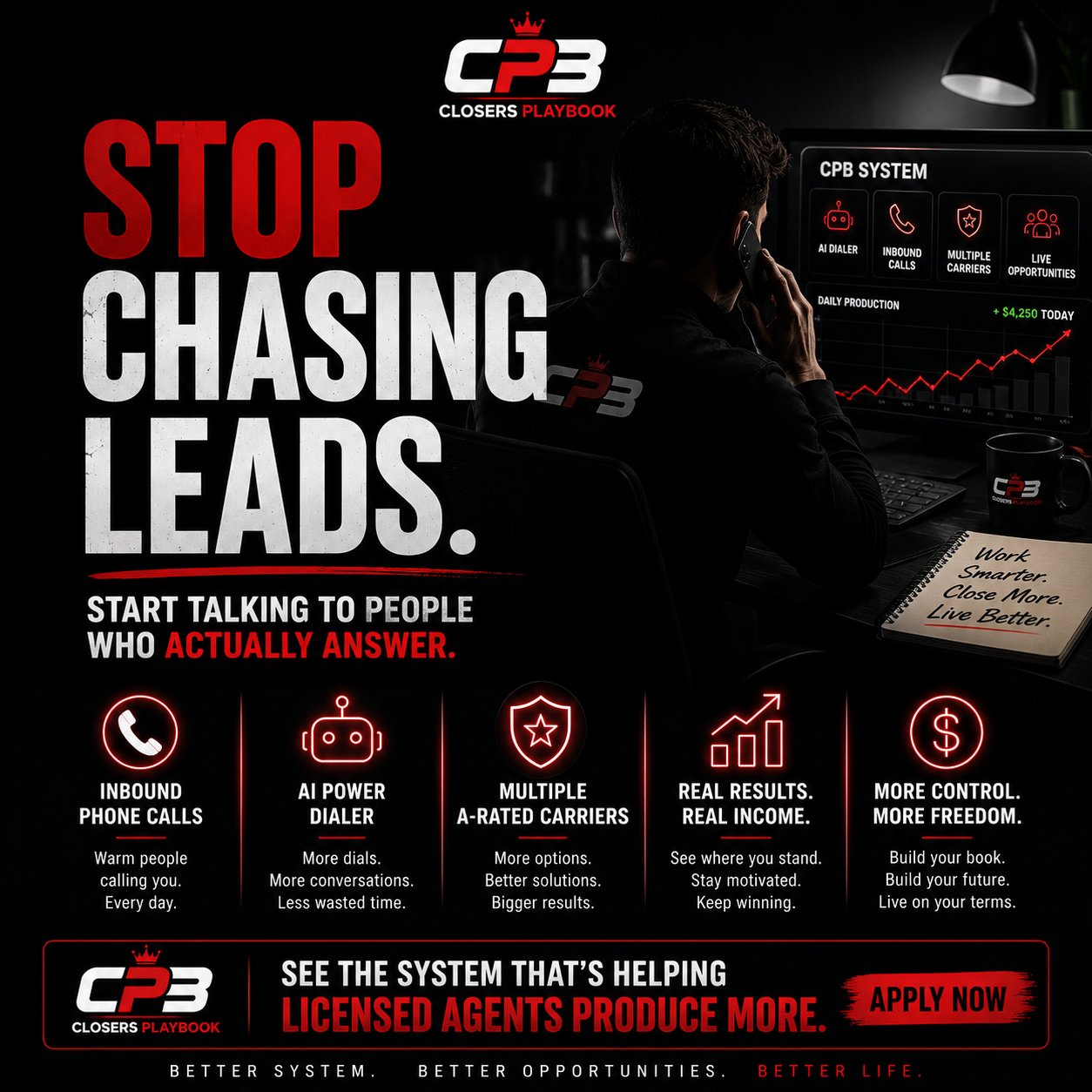 Closers playbook Facebook ad: Stop Chasing Leads. Start Having Conversations.