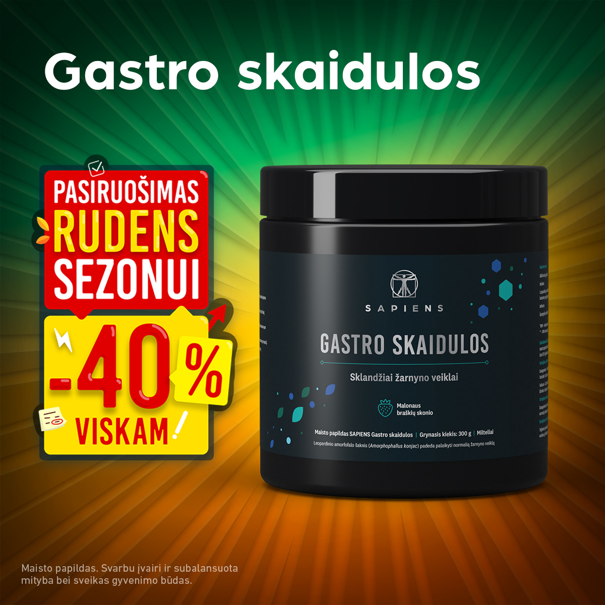 Sapiens Facebook ad: MAISTINĖS SKAIDULOS -40%