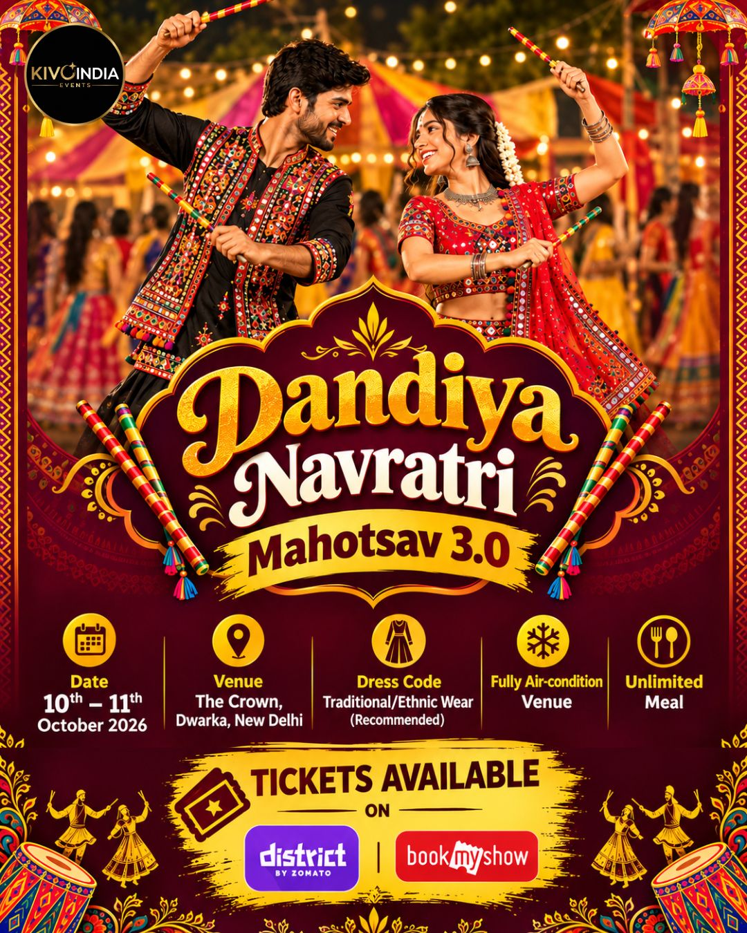 kivoindia_events Facebook ad: Dandiya Navratri Mahotsav 3.O