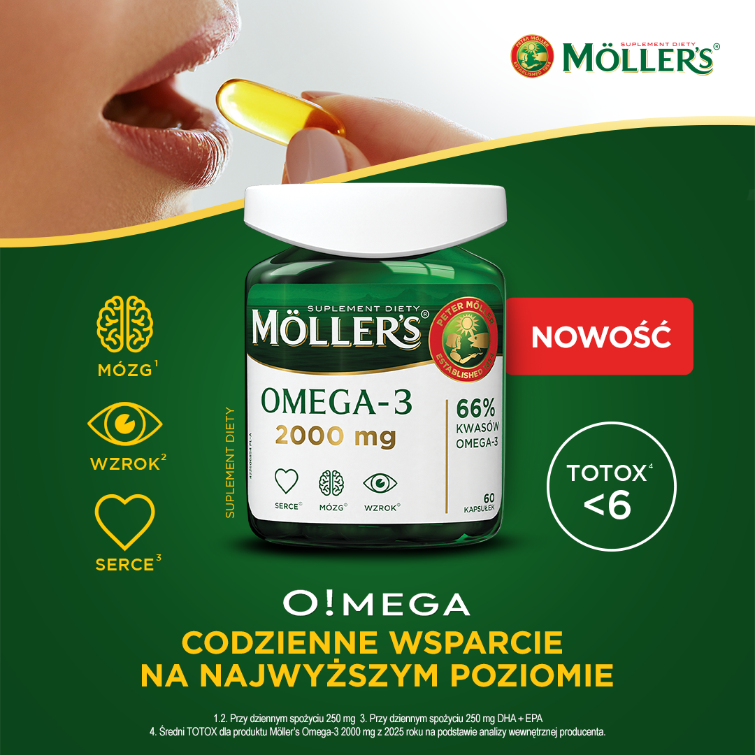 Möller's Polska Facebook ad: Twój mózg, oczy i serce zasługują na wsparcie…