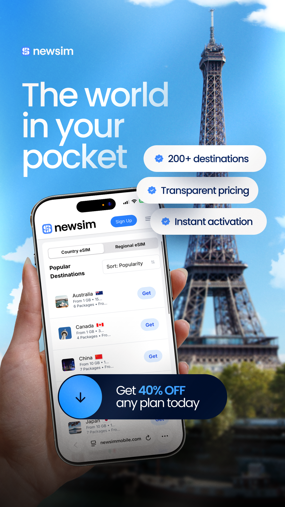 Newsim Facebook ad