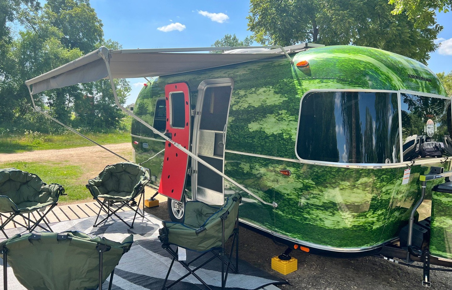 RVshare Facebook ad: 2022 Watermelon Airstream Bambi 20FB | RVshare