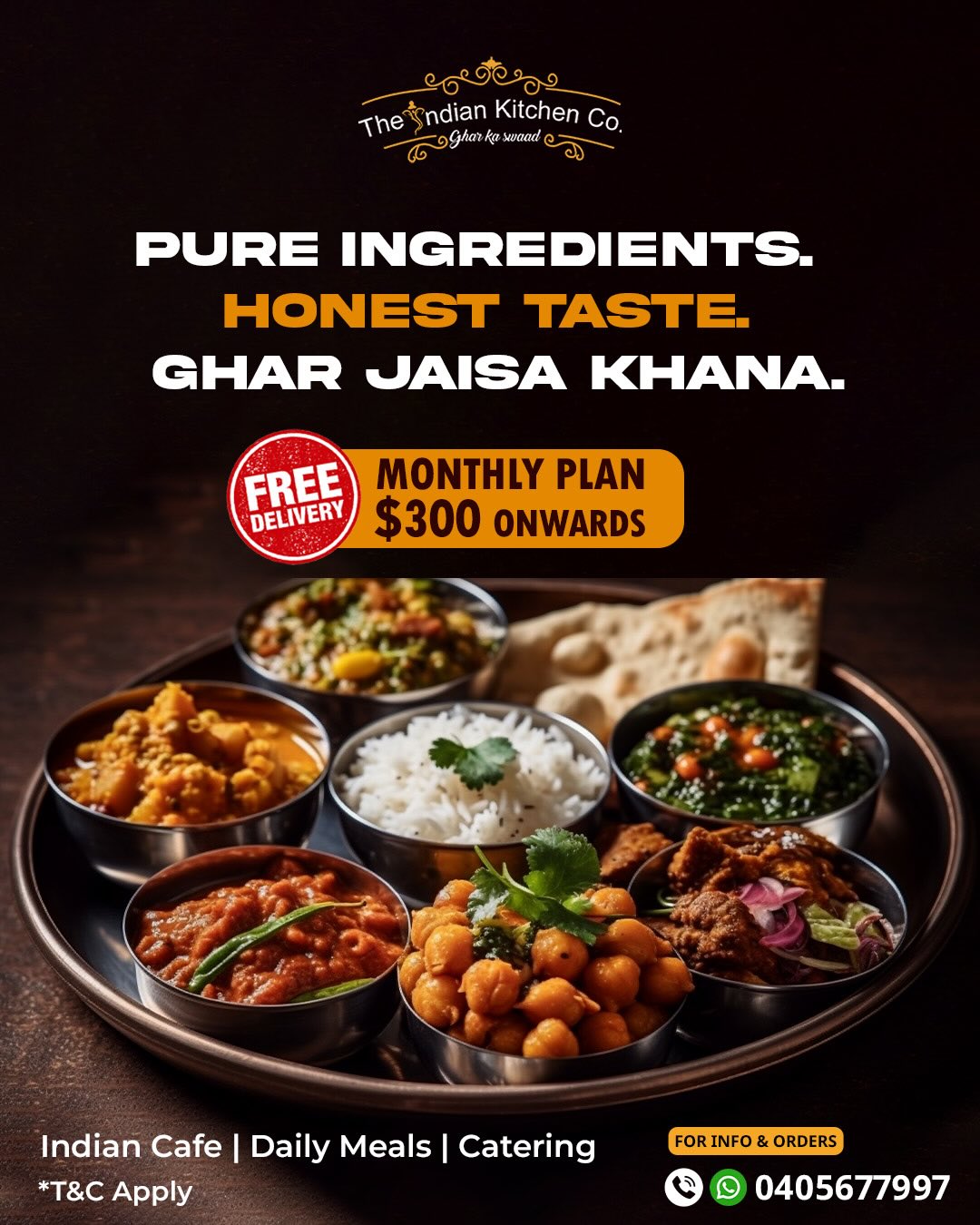 The Indian Kitchen Co Facebook ad: *Too busy to cook?