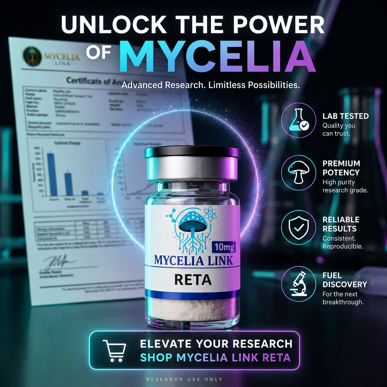 M LINK Facebook ad: Unlock the Power of Mycelia