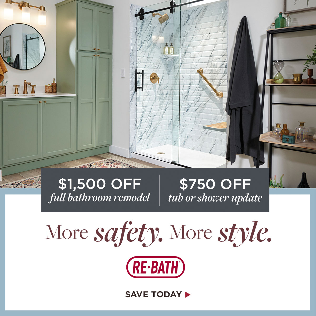 Re-Bath Facebook ad: Get $1,500 Off Your Full Bathroom Remodel