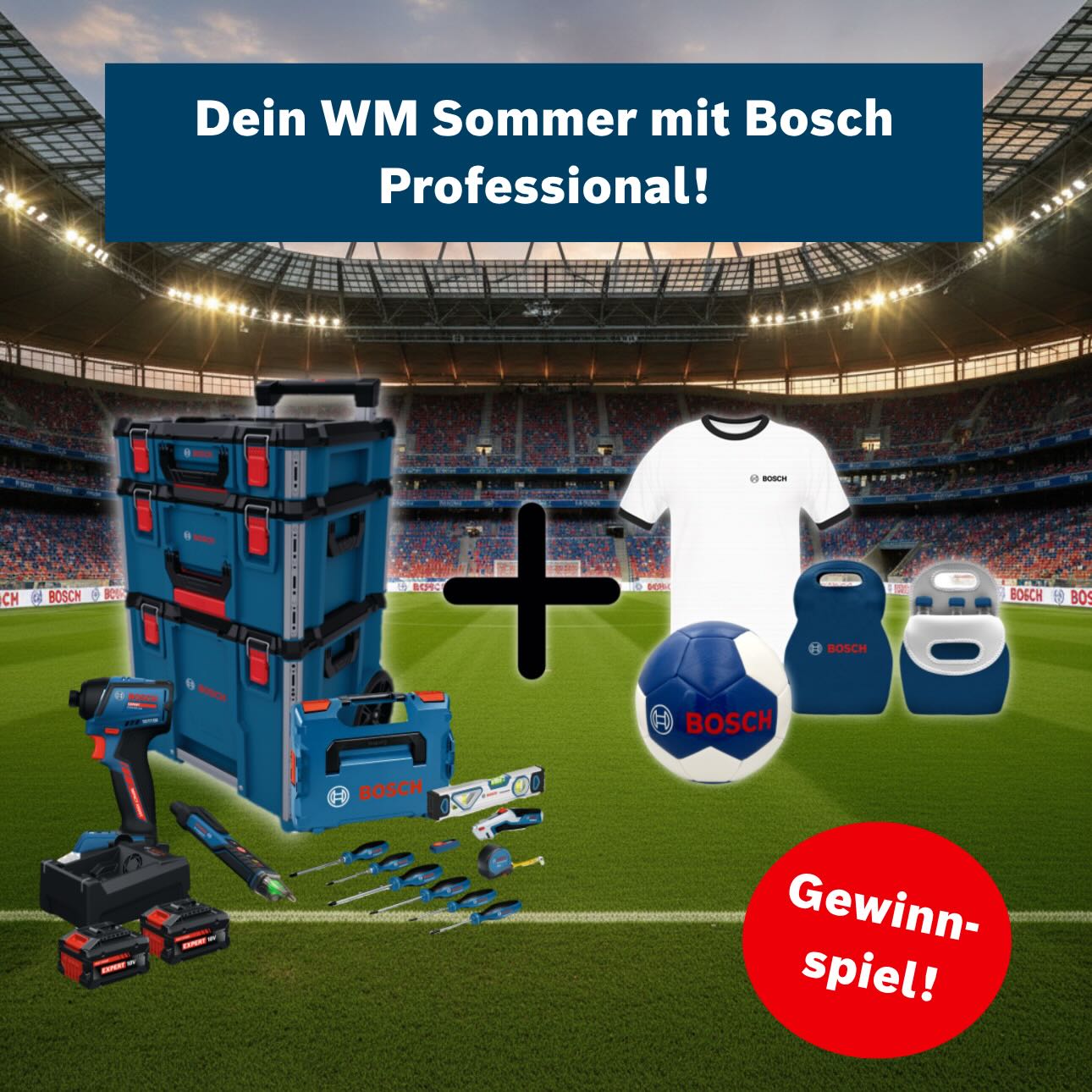 Bosch Profi-Elektrowerkzeuge und Zubehör Facebook ad: WM-GEWINNSPIEL MIT BOSCH PROFESSIONAL!