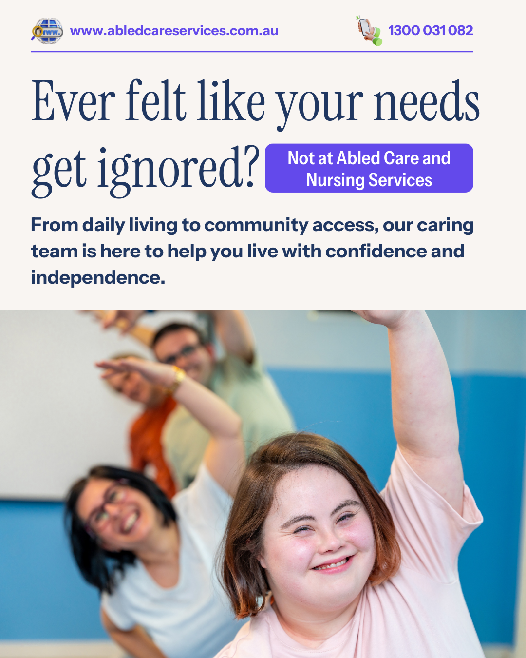 Abled Care Services Facebook ad: Your Voice Matters at Abled Care and Nursing Services