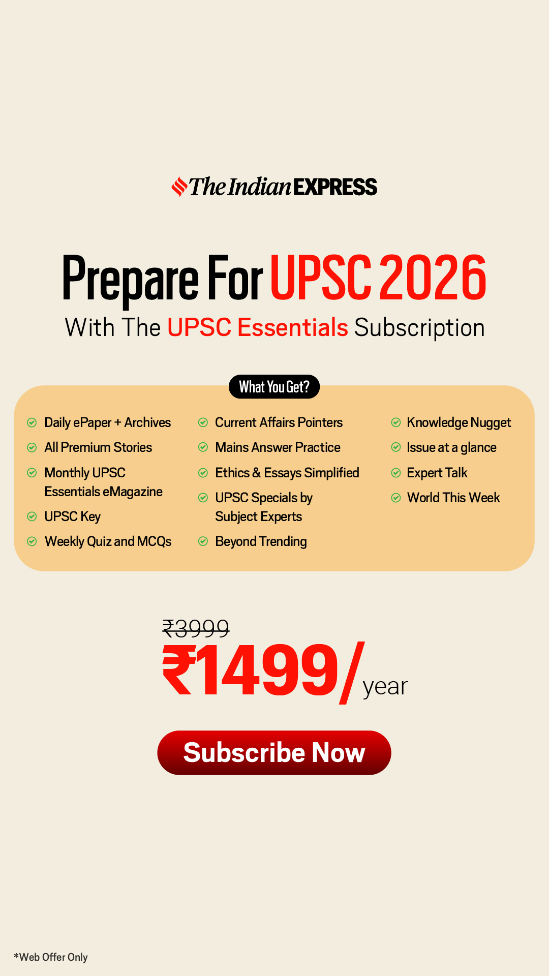 Indian Express Facebook ad from Mar 2, 2026