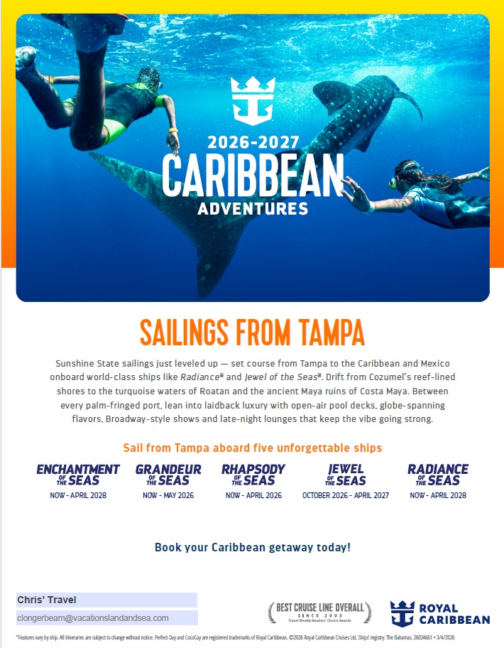 Royal Caribbean and Carnival Cruise Travel Advisor Specialist Chris Facebook ad