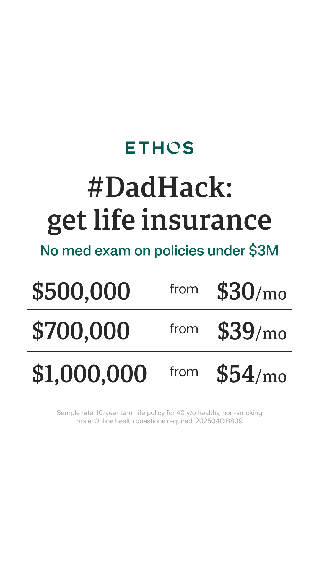 Ethos Facebook ad