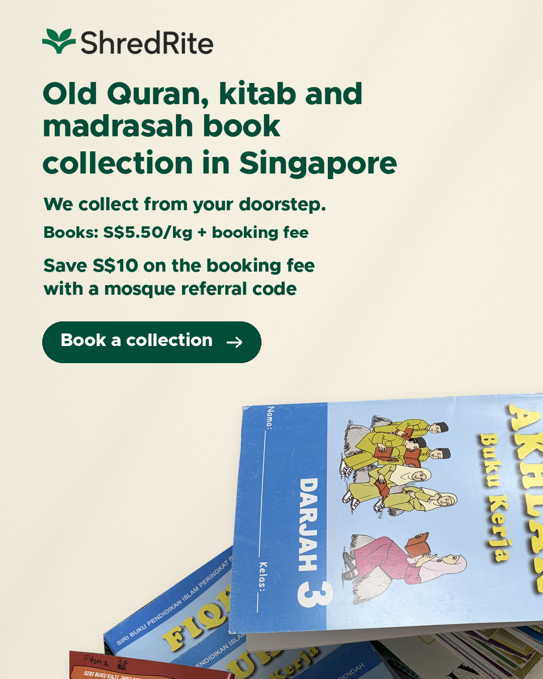 ShredRite Facebook ad: Old Quran, kitab and madrasah book collection in Singapore