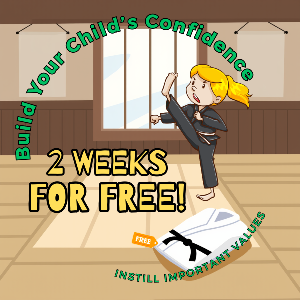 Grimsby Karate Dojo Facebook ad: Kids Martial Arts - 2 Weeks Plus Uniform FREE