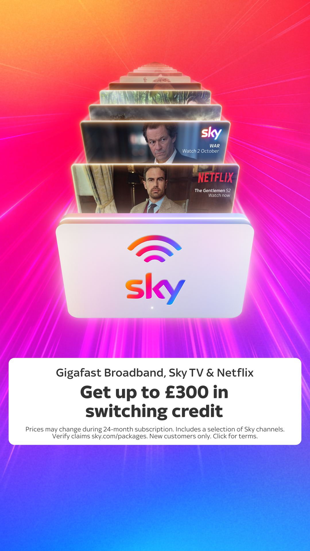 Sky Facebook ad: Sky TV & Broadband