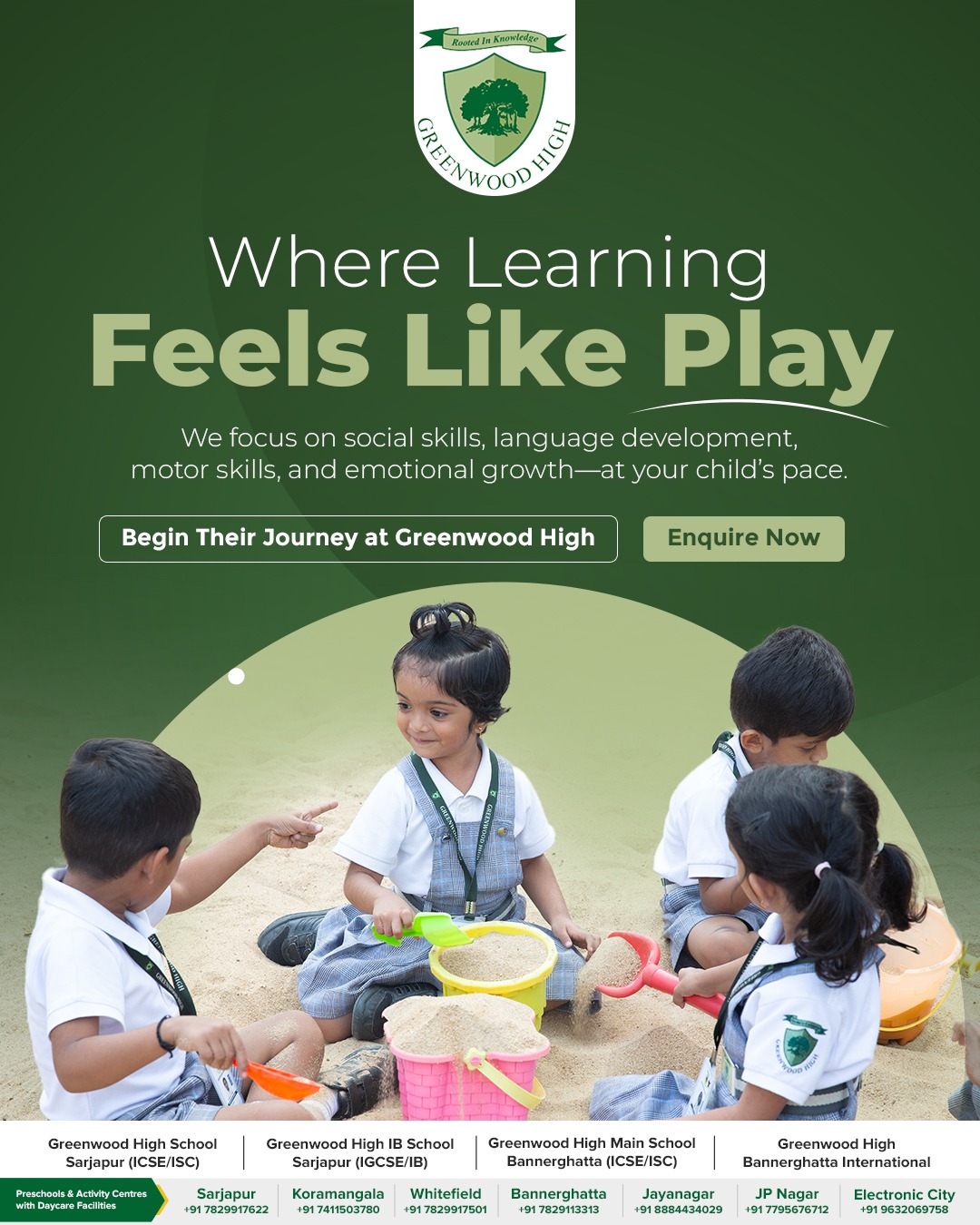 Greenwood High International Preschools Facebook ad: Your Nearest Greenwood Preschool Awaits
