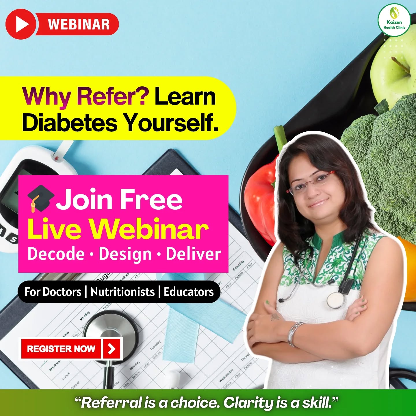 Kaizen Health Clinic Facebook ad: Free Live Diabetes Webinar