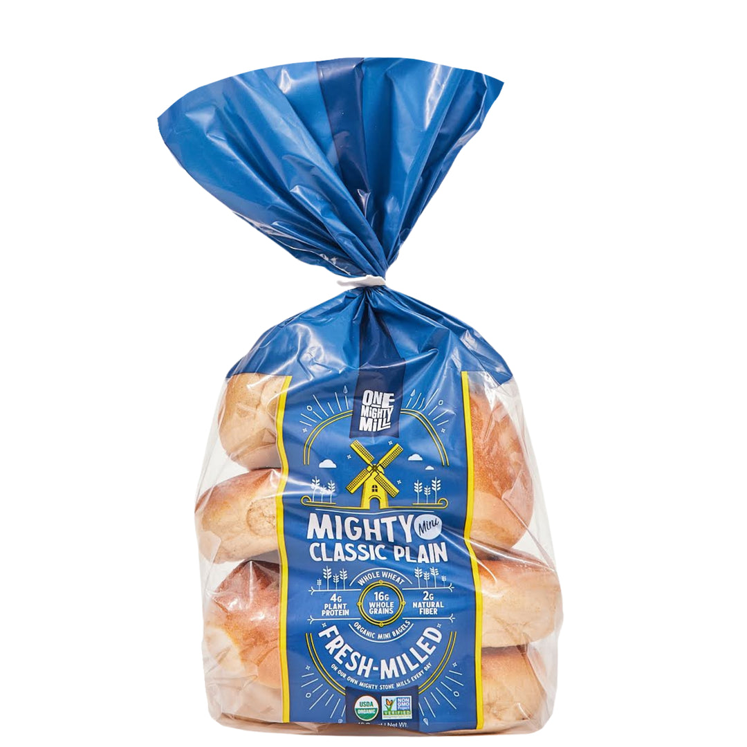 One Mighty Mill Facebook ad: Stone-Milled Means Mighty Bread and Bagels!