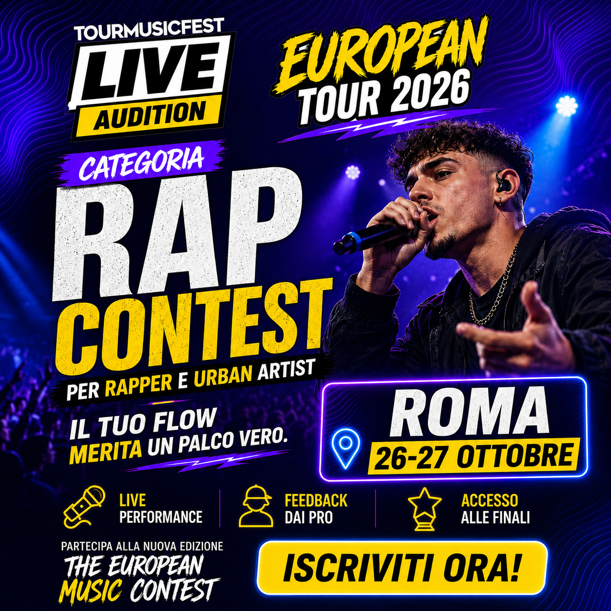 Tour Music Fest Facebook ad: Rap contest a Roma. Partecipa!