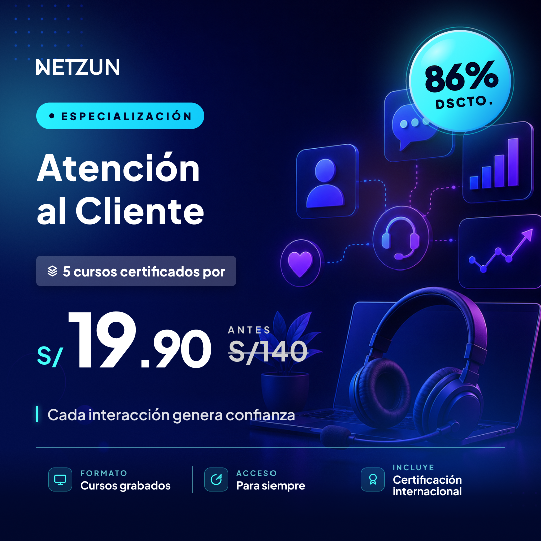 Netzun Facebook ad: Especialización en Atención al Cliente