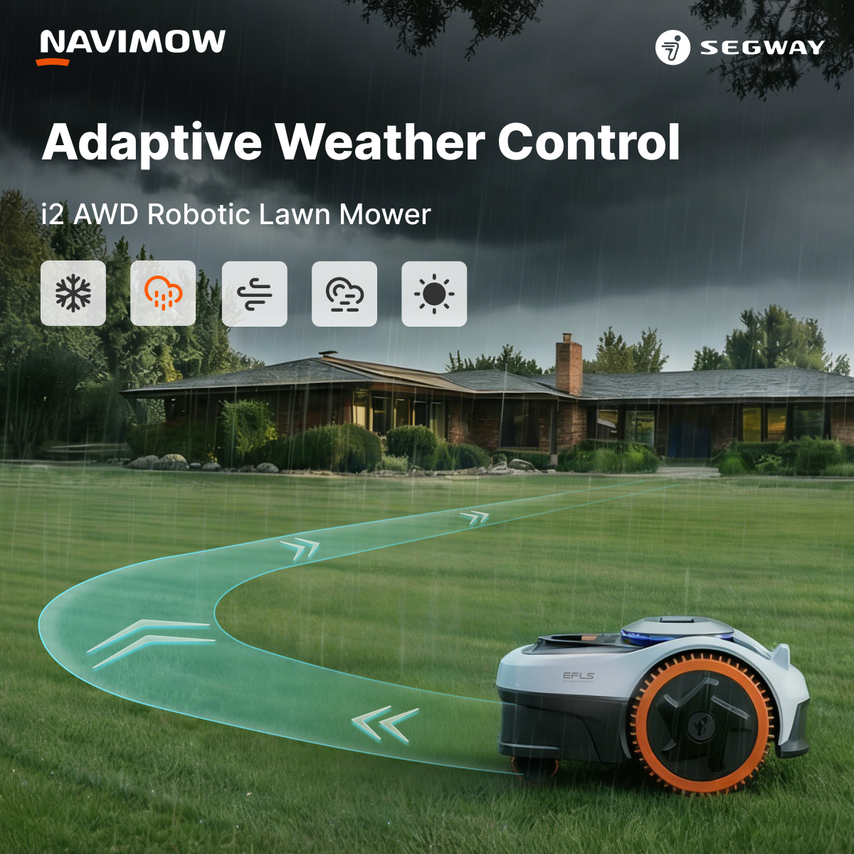 Segway Navimow Facebook ad: Navimow i2 AWD Robotic Lawn Mower - Master the Rough. Turn…