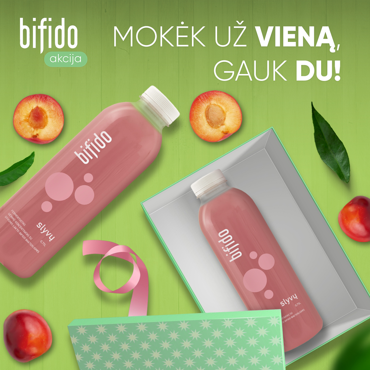 Bifido.lt Facebook ad: Gauti SLYVŲ Bifido 1 + 1 Dovanų