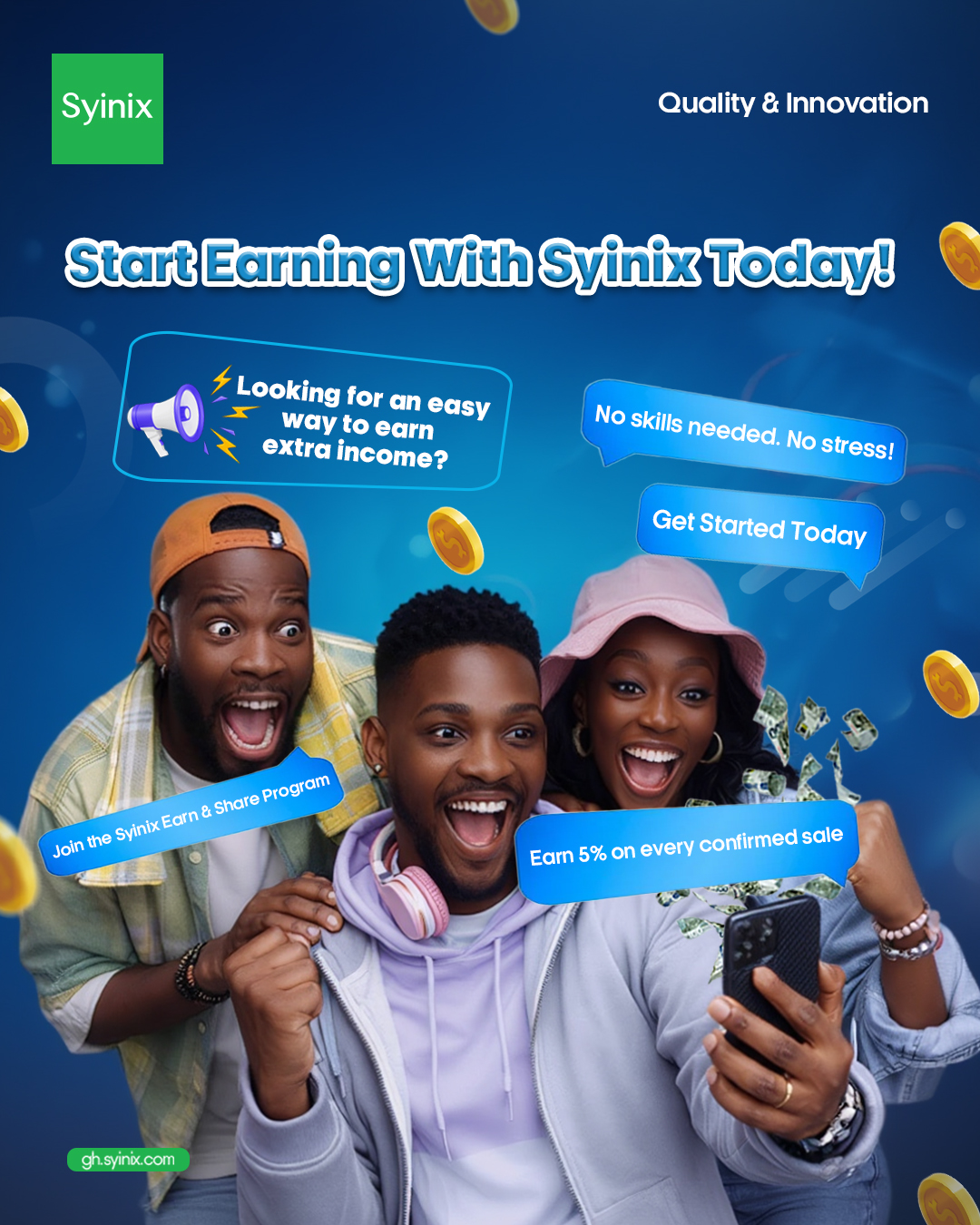 Syinix Electronics Facebook ad: Ready to turn your phone into a money…