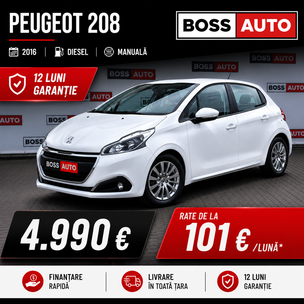 Boss Auto România Facebook ad: Mașina potrivită te așteaptă la BOSS AUTO Sisești.
