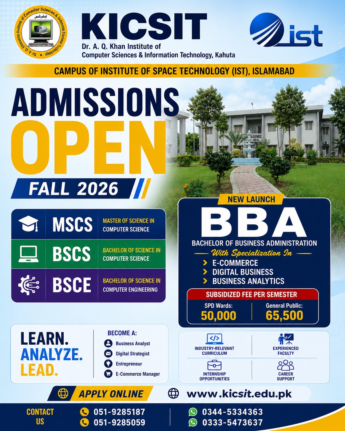 Kicsit - Dr A Q Khan Institute of CS and IT Facebook ad: KICSIT