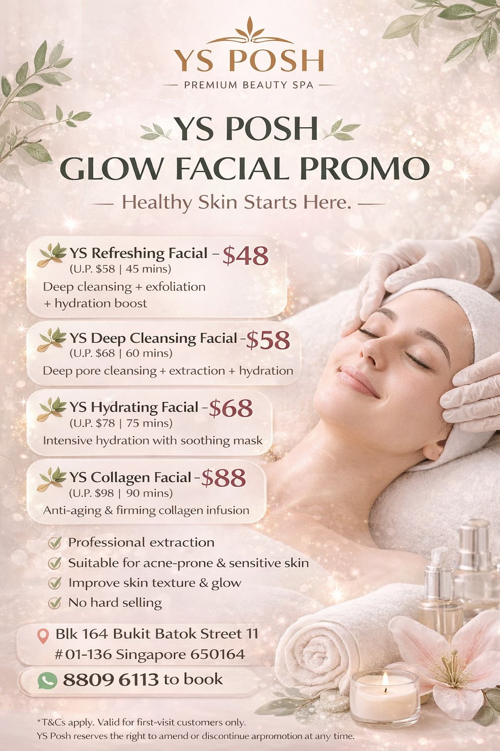 YS Posh Facebook ad: GLOW FACIAL PROMO