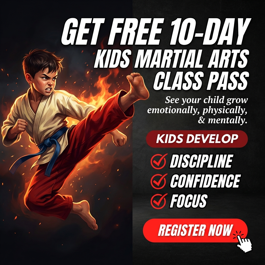 American Blackbelt Martial Arts Facebook ad: Want a FREE 10-Day, Kids Martial Arts Class Pass?