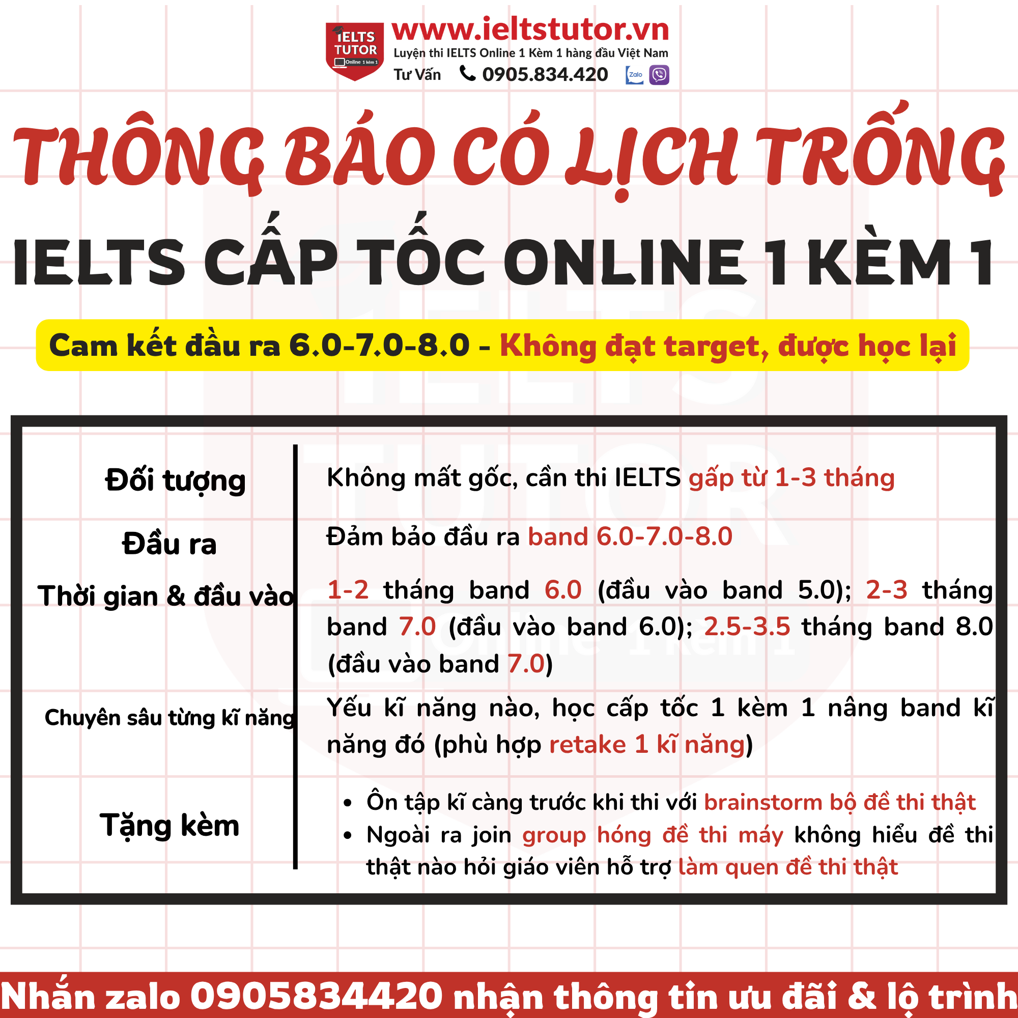 ieltstutor.vn - Chấm bài IELTS Writing Speaking online hàng đầu Việt Nam Facebook ad: IELTS Cấp tốc ONLINE 1 kèm 1 - Đảm bảo đầu ra band…
