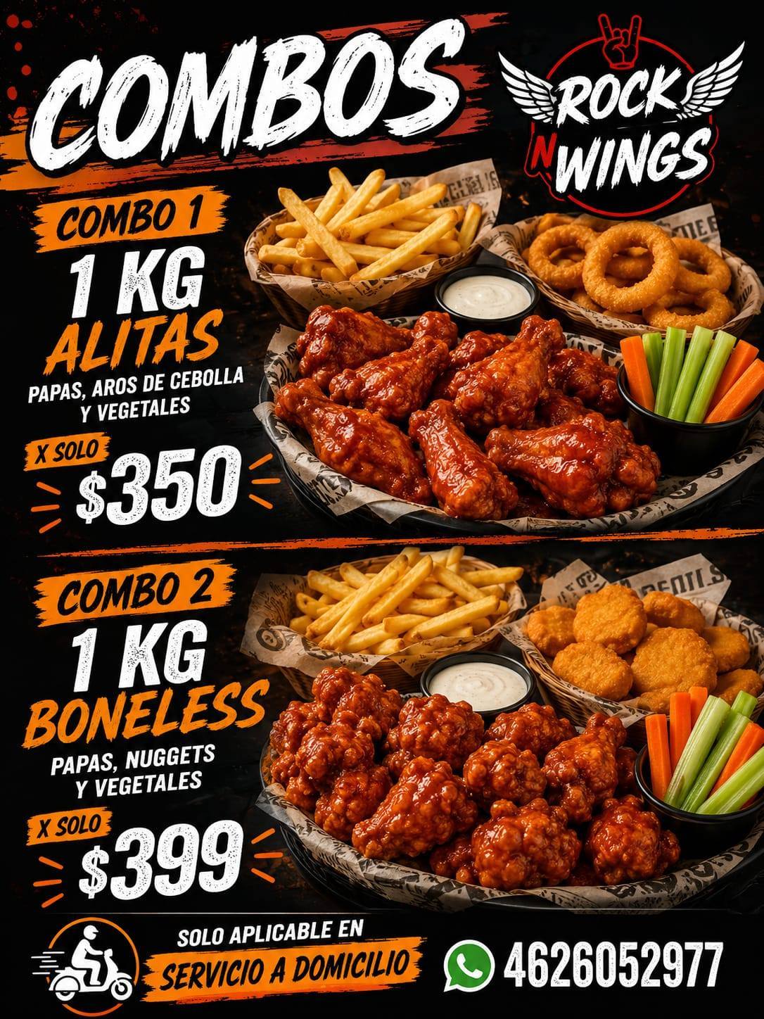 Rock n' Wings Facebook ad: PROMOCION APLICADO SOLO EN ENVIO!