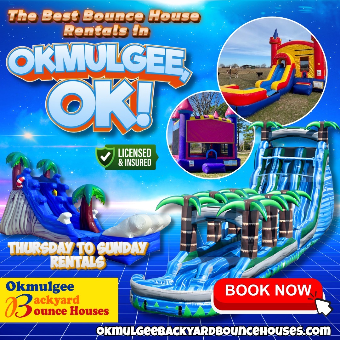 Okmulgee Backyard Bounce Houses Facebook ad: Okmulgee’s Best Bounce House Rentals!