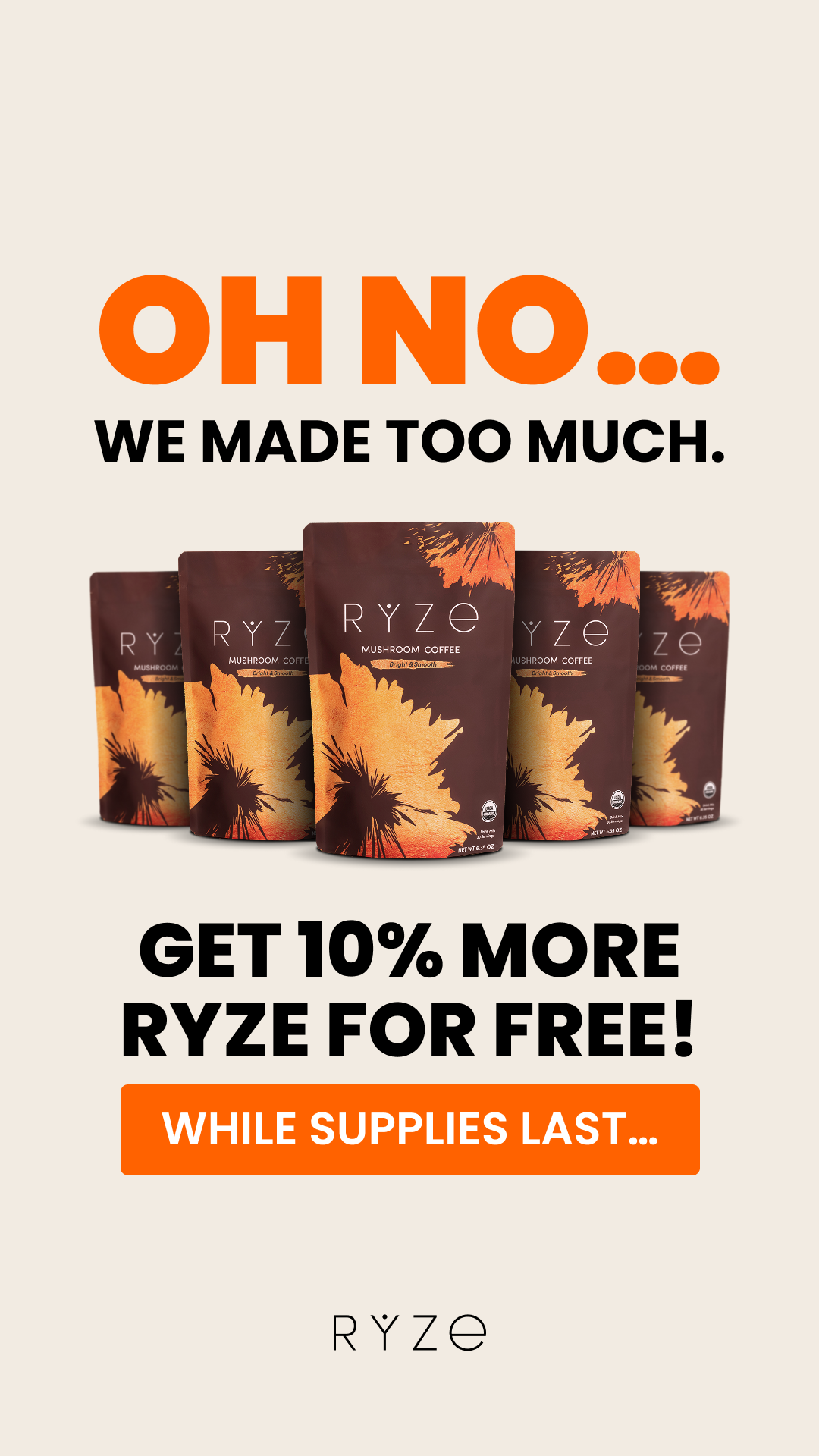 RYZE Superfoods Facebook ad