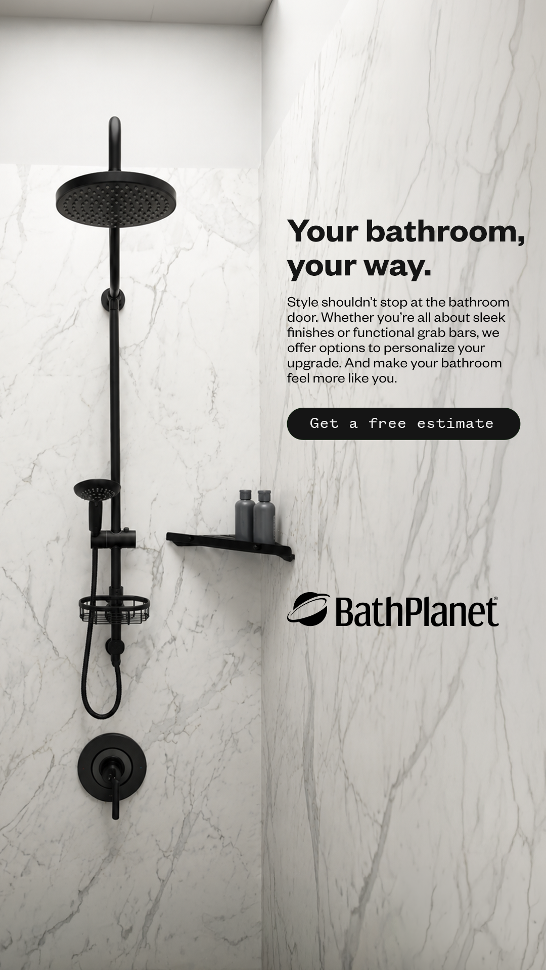 Bath Planet by Leaf Home Facebook ad: Your Bathroom, Your Way