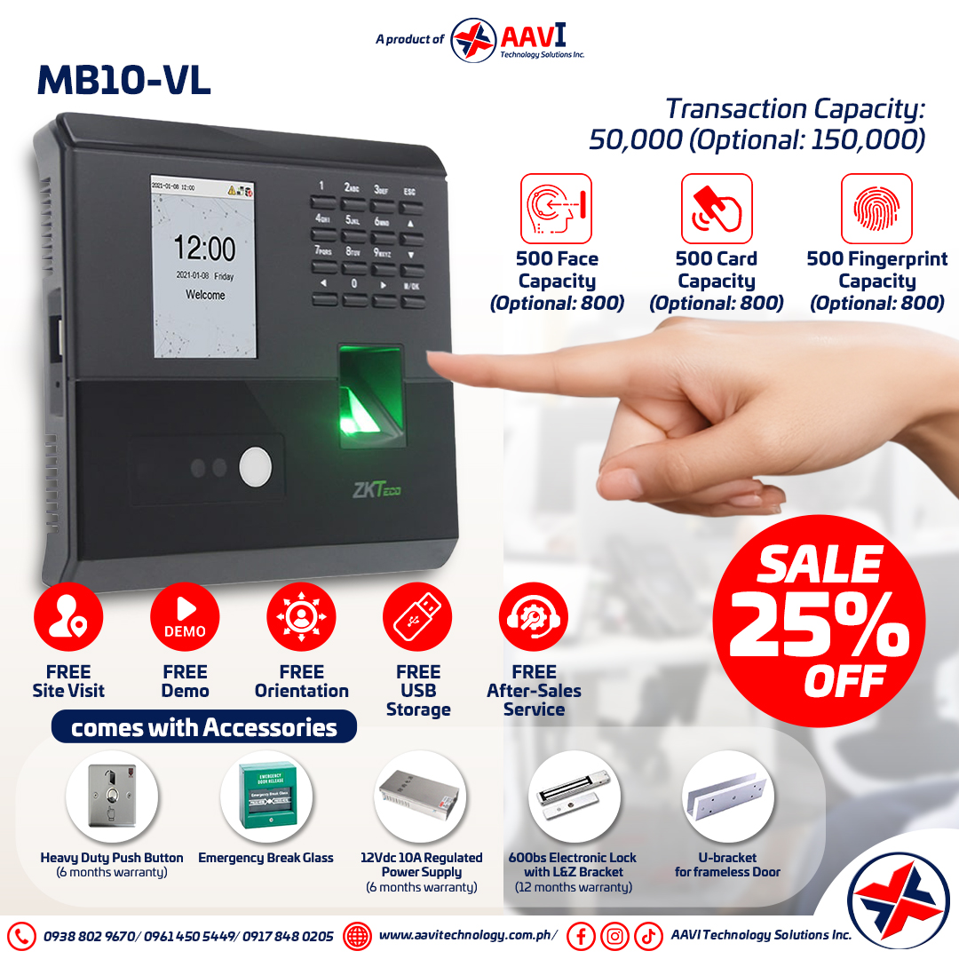 AAVI Technology Solutions Inc. Facebook ad: UPGRADE YOUR WORKSPACE SECURITY & ATTENDANCE SYSTEM TODAY!