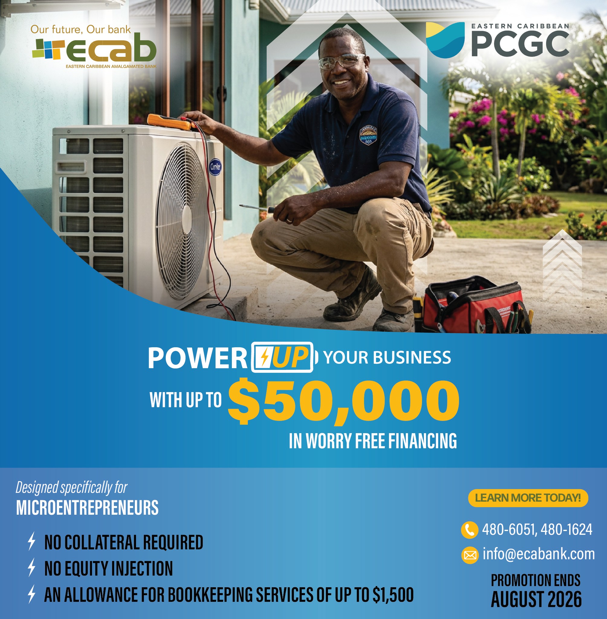 Eastern Caribbean Amalgamated Bank (ECAB) Facebook ad: Grow your business with confidence and access up…