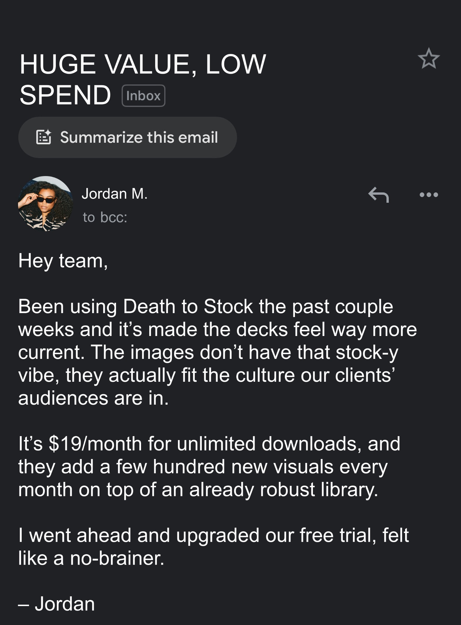 Death to Stock Facebook ad