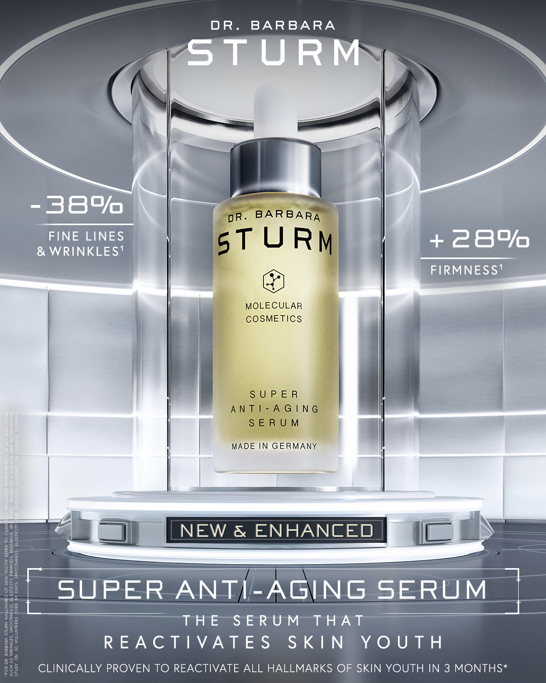 Dr. Barbara Sturm Facebook ad: New & Enhanced: Super Anti-Aging Serum