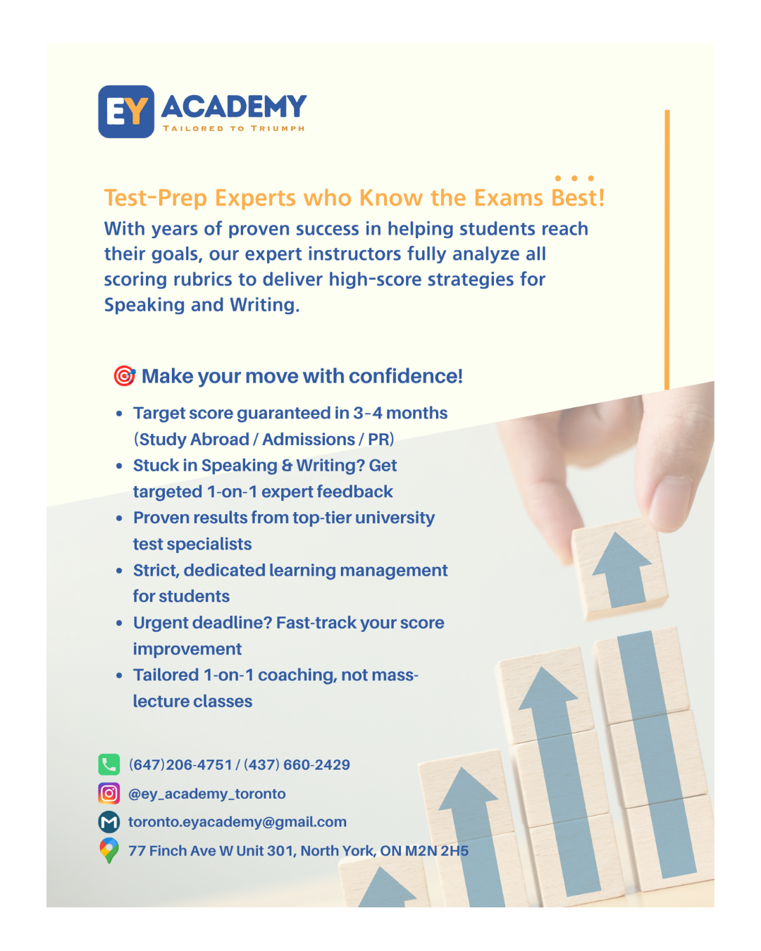 EY Academy Facebook ad: IELTS & CELPIP & DUOLINGO